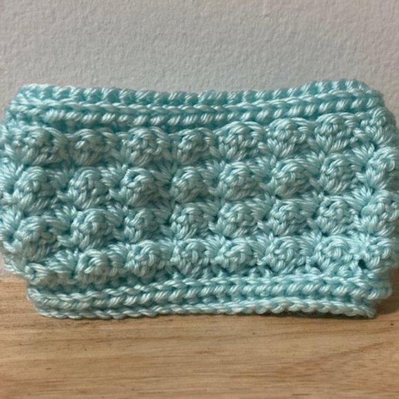 Infant Girls Winter Crochet Cinched Bow Headband Ear Warmer - Mint - Picture 3 of 3